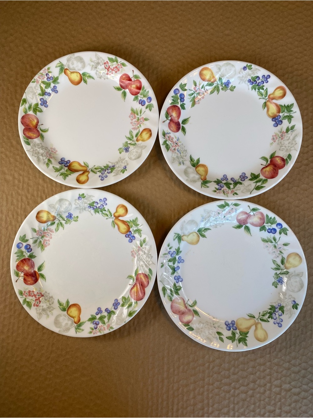 4 Corelle 7 1/8” Salad Plates - Chutney dessert bread